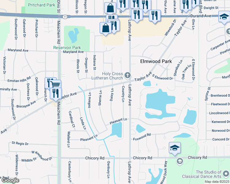 map of restaurants, bars, coffee shops, grocery stores, and more near 3701 Daisy Lane in Mount Pleasant