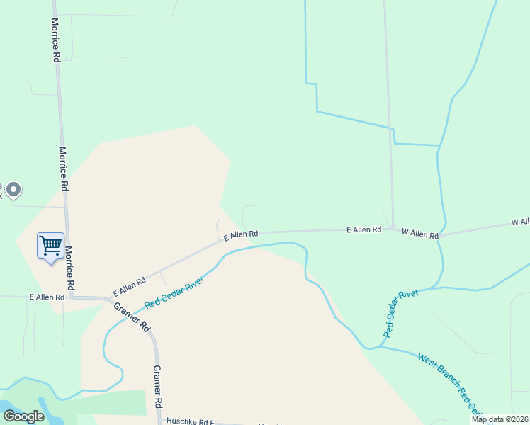 map of restaurants, bars, coffee shops, grocery stores, and more near 5315 East Allen Road in Webberville