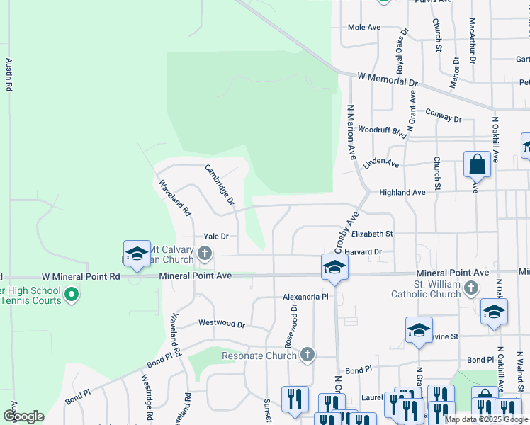 map of restaurants, bars, coffee shops, grocery stores, and more near 2844 Dartmouth Drive in Janesville