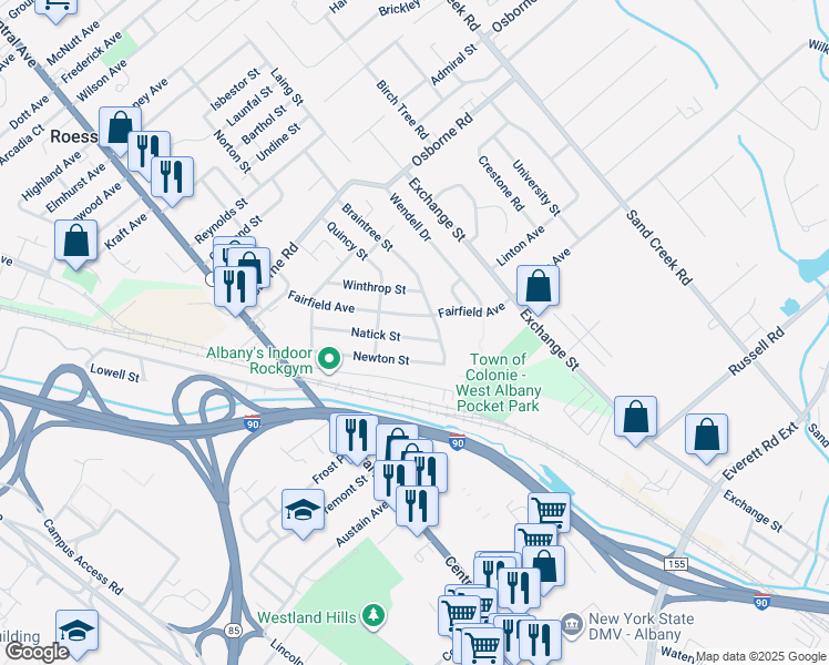 map of restaurants, bars, coffee shops, grocery stores, and more near 61 Fairfield Avenue in Albany
