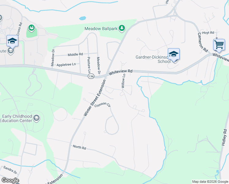 map of restaurants, bars, coffee shops, grocery stores, and more near 30 Guiliana Circle in Troy
