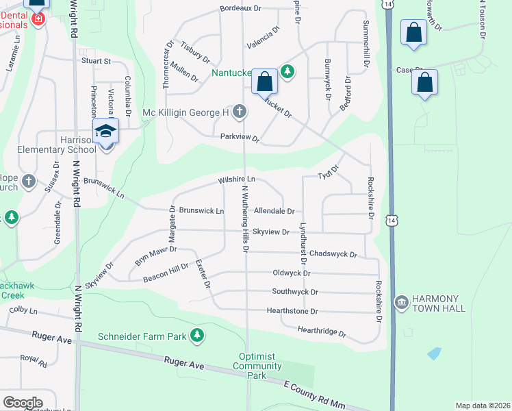 map of restaurants, bars, coffee shops, grocery stores, and more near 4213 Allendale Drive in Janesville