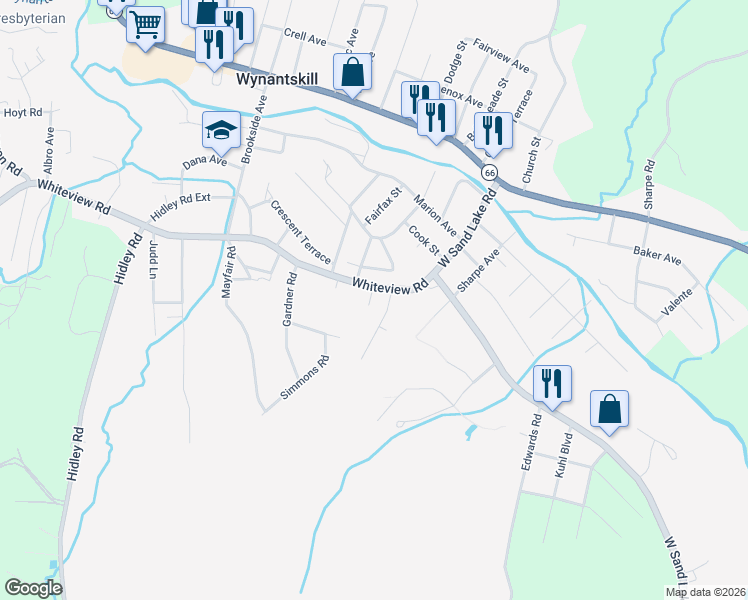 map of restaurants, bars, coffee shops, grocery stores, and more near 420 Whiteview Road in Wynantskill