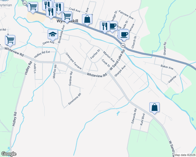 map of restaurants, bars, coffee shops, grocery stores, and more near 420 Whiteview Road in Wynantskill