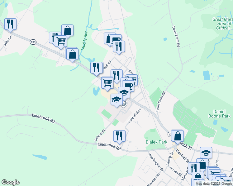 map of restaurants, bars, coffee shops, grocery stores, and more near 140 High Street in Ipswich