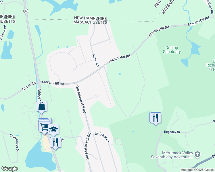 map of restaurants, bars, coffee shops, grocery stores, and more near 54 Lincoln Lane in Dracut