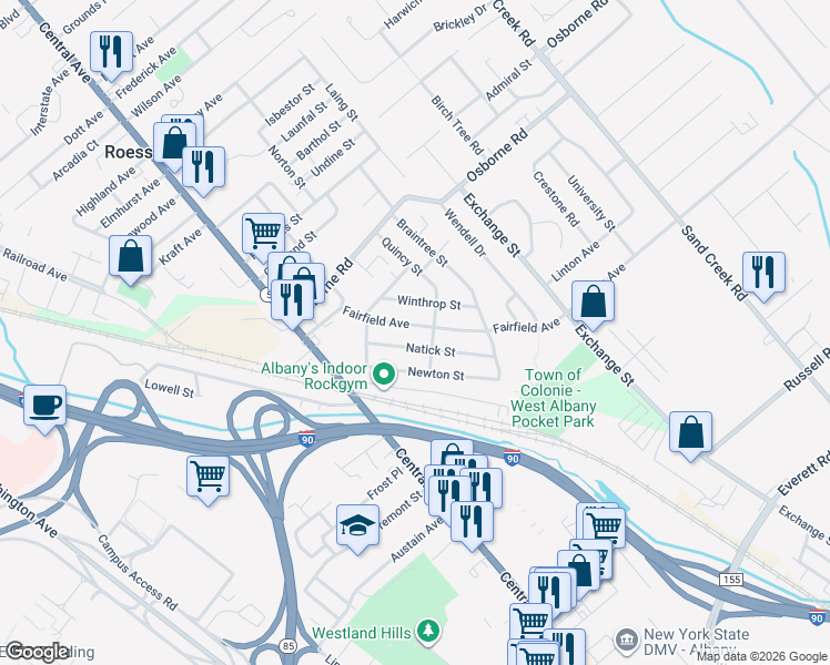 map of restaurants, bars, coffee shops, grocery stores, and more near 49 Fairfield Avenue in Albany
