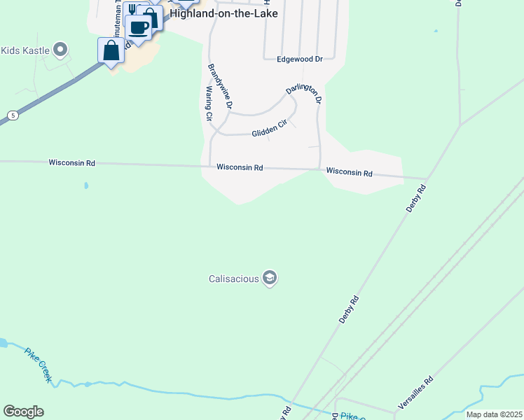 map of restaurants, bars, coffee shops, grocery stores, and more near 1415 Wisconsin Road in Derby