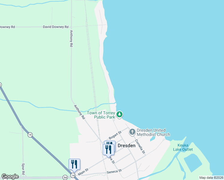 map of restaurants, bars, coffee shops, grocery stores, and more near 1285 Arrowhead Beach Road in Dresden
