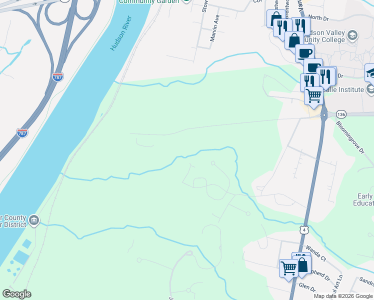 map of restaurants, bars, coffee shops, grocery stores, and more near 101 Michael Court in Rensselaer County