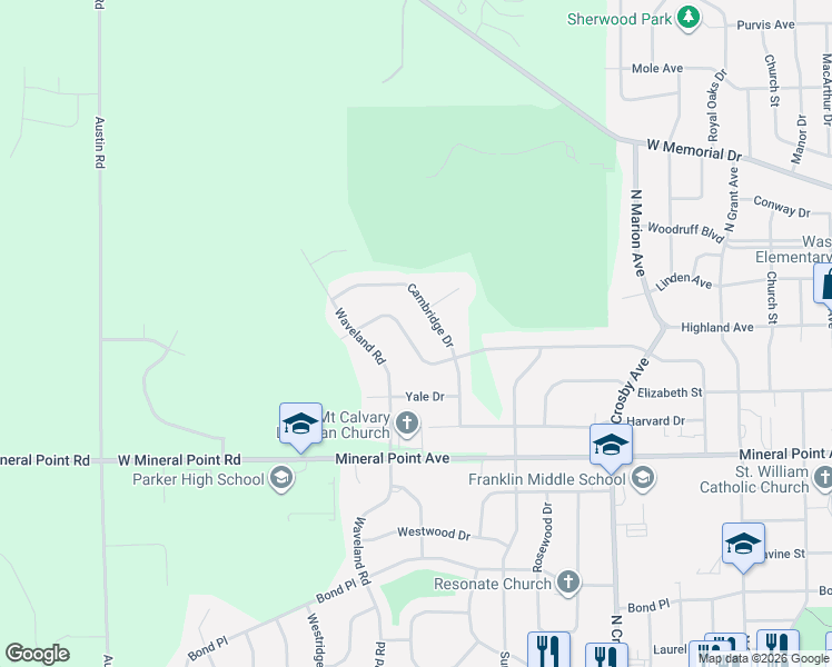 map of restaurants, bars, coffee shops, grocery stores, and more near 2952 Dartmouth Drive in Janesville