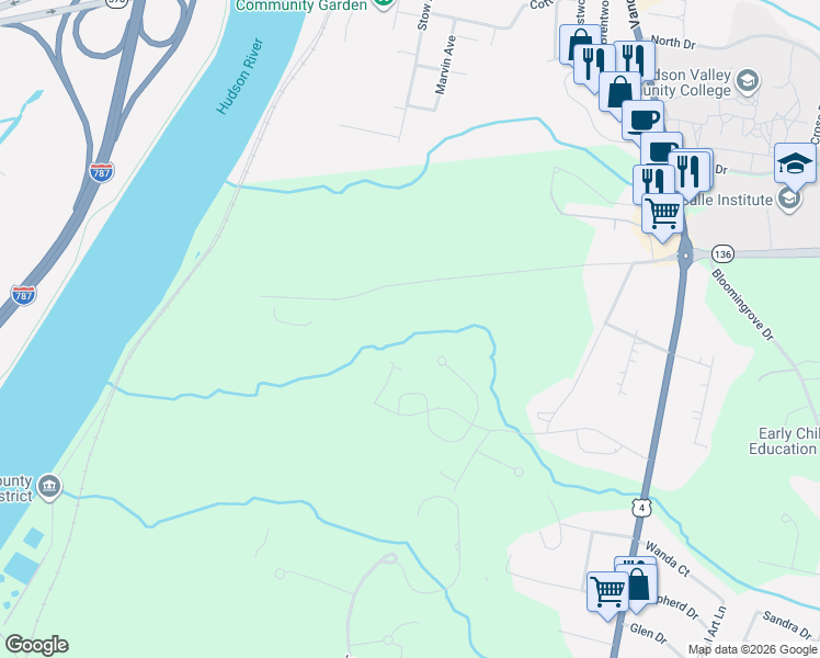 map of restaurants, bars, coffee shops, grocery stores, and more near 101 Michael Court in Rensselaer County