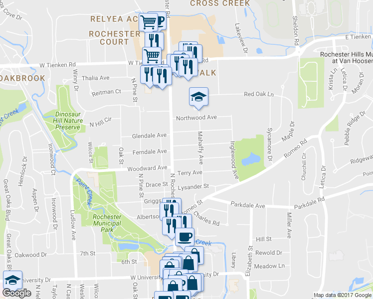 map of restaurants, bars, coffee shops, grocery stores, and more near 128 Linwood Avenue in Rochester