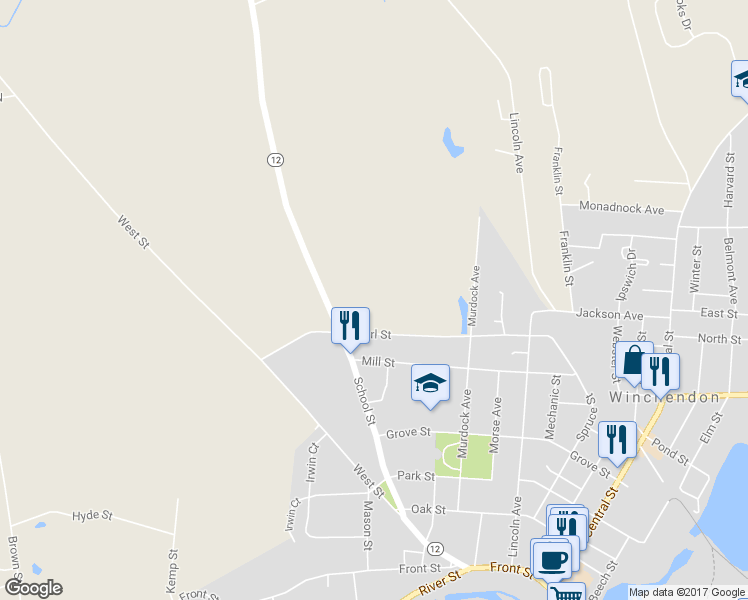 map of restaurants, bars, coffee shops, grocery stores, and more near 269 School Street in Winchendon