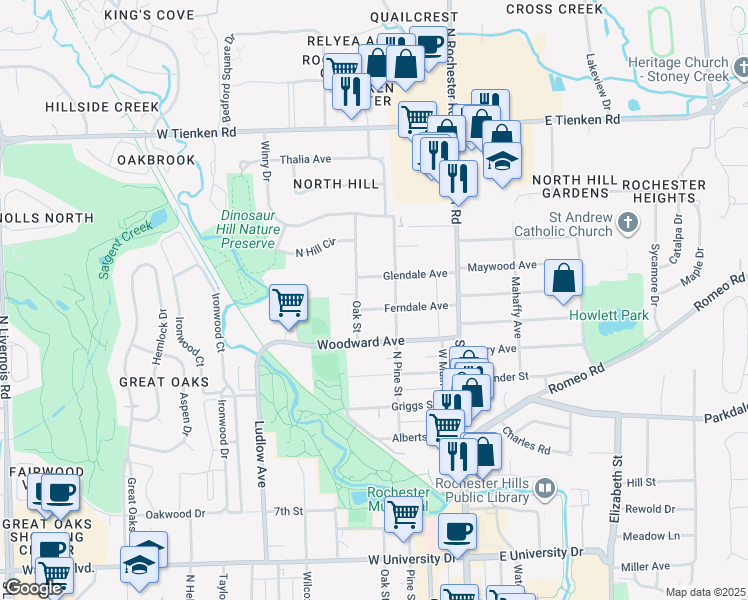 map of restaurants, bars, coffee shops, grocery stores, and more near 316 Ferndale Avenue in Rochester
