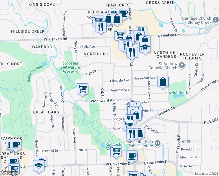 map of restaurants, bars, coffee shops, grocery stores, and more near 316 Ferndale Ave in Rochester