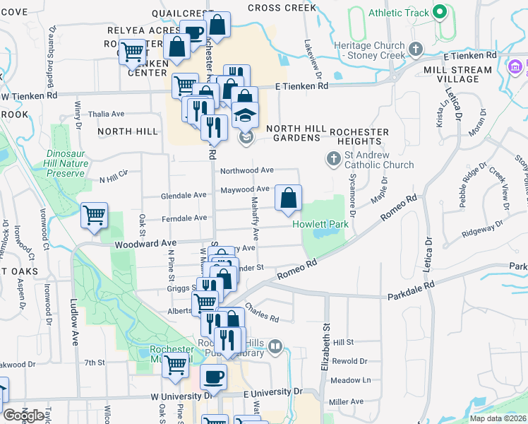 map of restaurants, bars, coffee shops, grocery stores, and more near 306 Linwood Avenue in Rochester