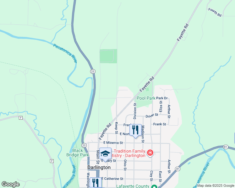 map of restaurants, bars, coffee shops, grocery stores, and more near 103 Sunset Terrace in Darlington