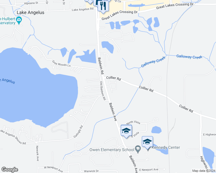 map of restaurants, bars, coffee shops, grocery stores, and more near Mosaic Boulevard in Auburn Hills