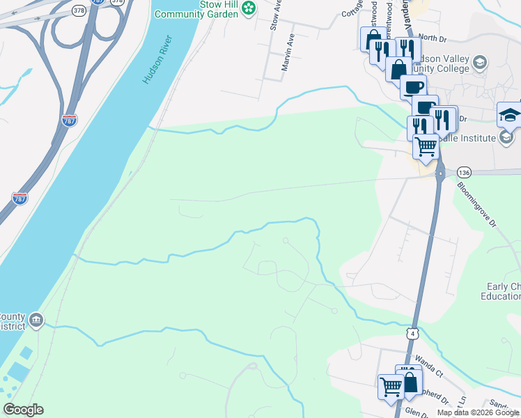 map of restaurants, bars, coffee shops, grocery stores, and more near 101 Michael Court in Rensselaer County