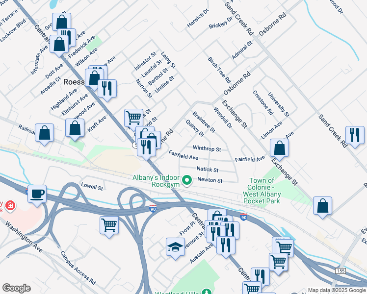 map of restaurants, bars, coffee shops, grocery stores, and more near 6 Vigars Place in Albany