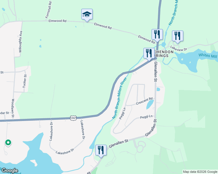 map of restaurants, bars, coffee shops, grocery stores, and more near 398 Maple Street in Winchendon