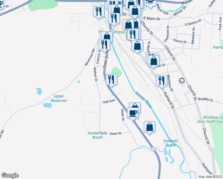 map of restaurants, bars, coffee shops, grocery stores, and more near 310 State St in North Adams