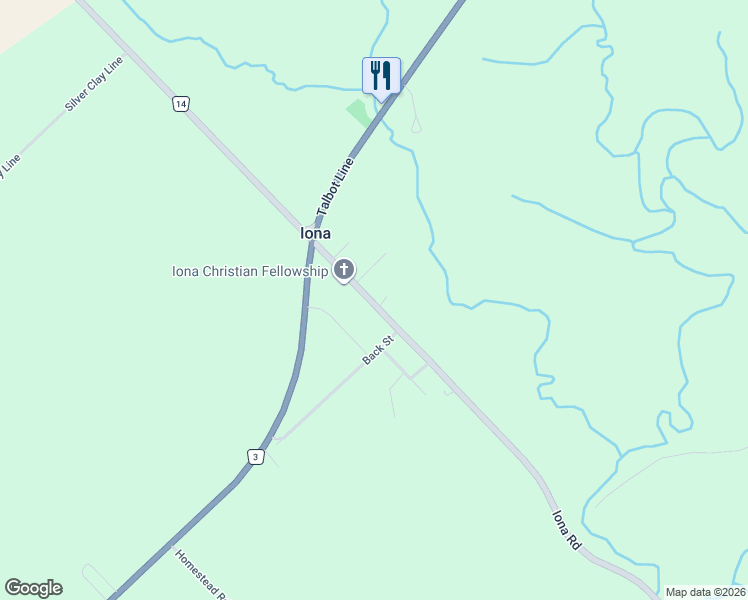 map of restaurants, bars, coffee shops, grocery stores, and more near 9042 County Road 14 in Iona Station
