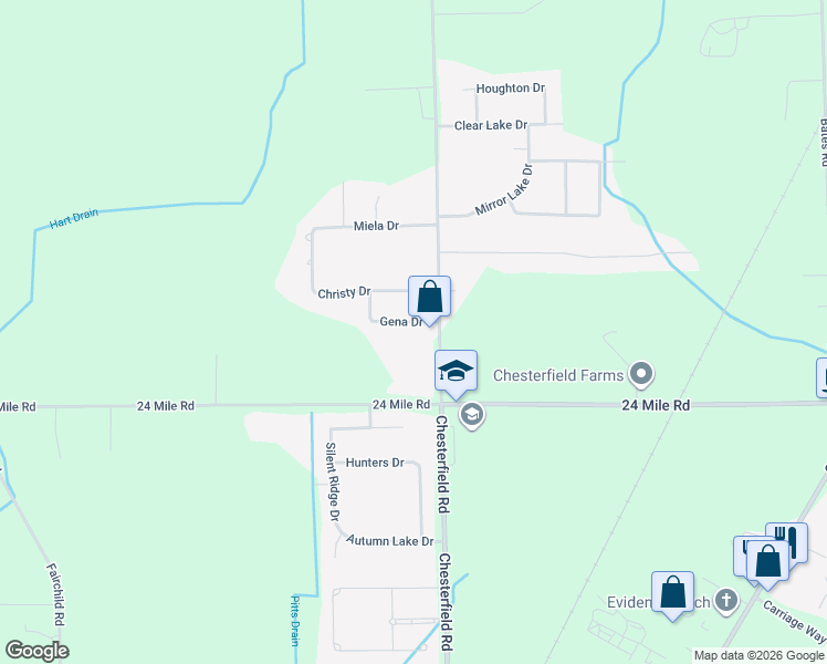 map of restaurants, bars, coffee shops, grocery stores, and more near 26887 Gena Drive in New Baltimore