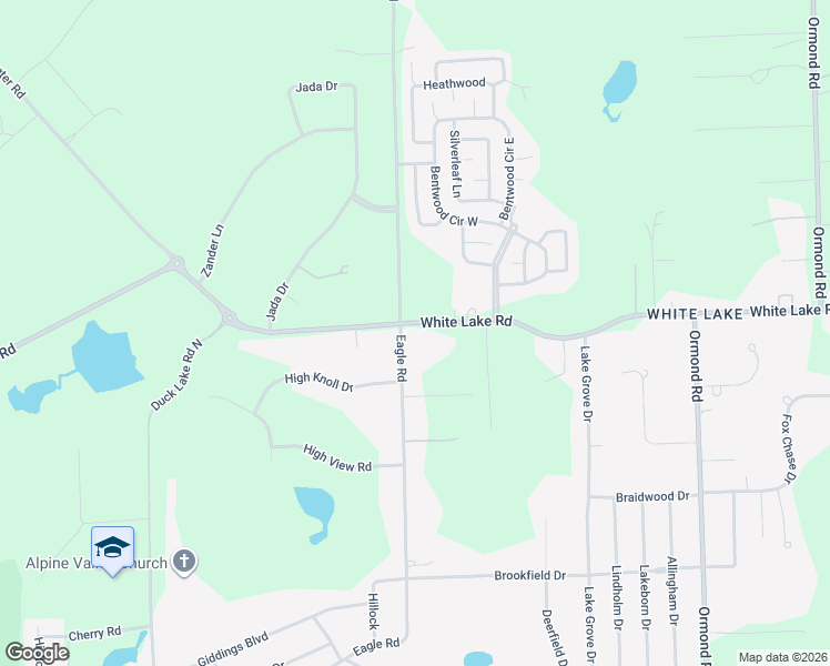 map of restaurants, bars, coffee shops, grocery stores, and more near 3790 White Lake Road in White Lake charter Township
