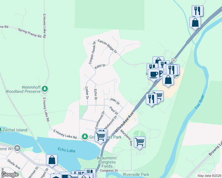 map of restaurants, bars, coffee shops, grocery stores, and more near 961 Dorothy Court in Burlington