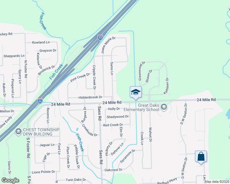 map of restaurants, bars, coffee shops, grocery stores, and more near 53206 Sams Lane in New Baltimore