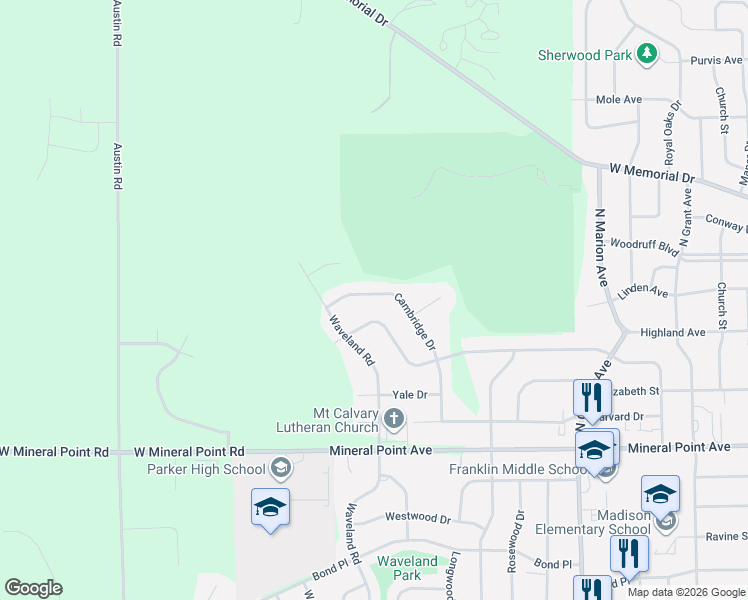 map of restaurants, bars, coffee shops, grocery stores, and more near 906 Cambridge Drive in Janesville