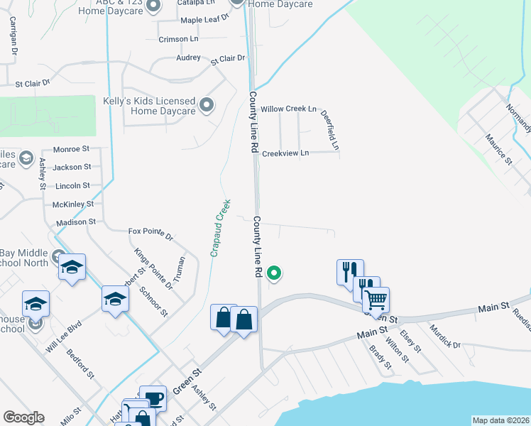 map of restaurants, bars, coffee shops, grocery stores, and more near 53000 County Line Road in New Baltimore