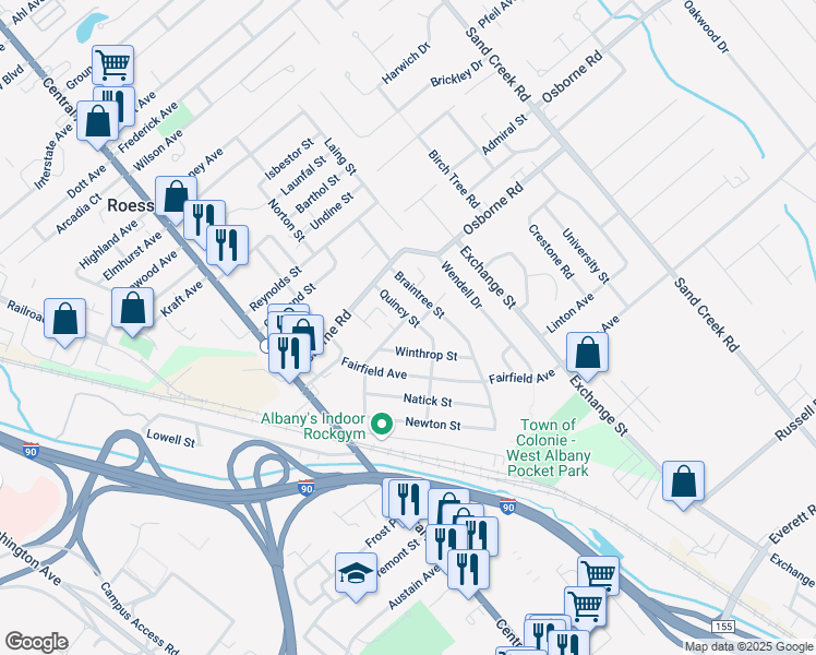 map of restaurants, bars, coffee shops, grocery stores, and more near 19 Weymouth Street in Albany