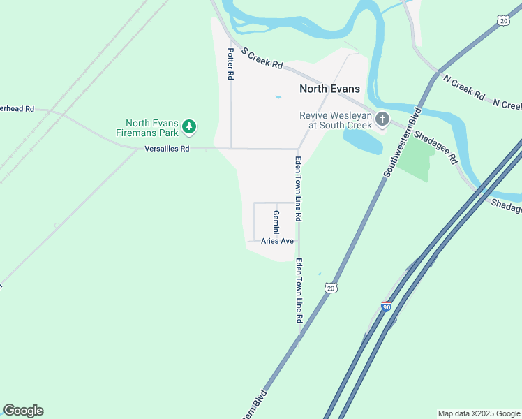 map of restaurants, bars, coffee shops, grocery stores, and more near 7196 Gemini in North Evans