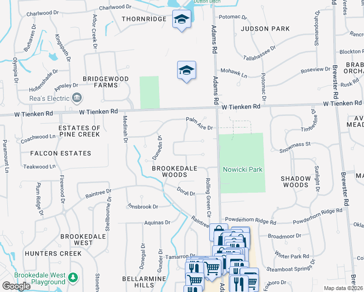 map of restaurants, bars, coffee shops, grocery stores, and more near 854 Englewood Drive in Rochester Hills