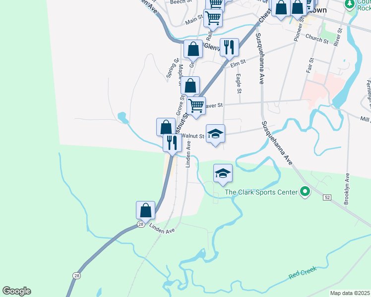 map of restaurants, bars, coffee shops, grocery stores, and more near 15 Linden Ave in Cooperstown