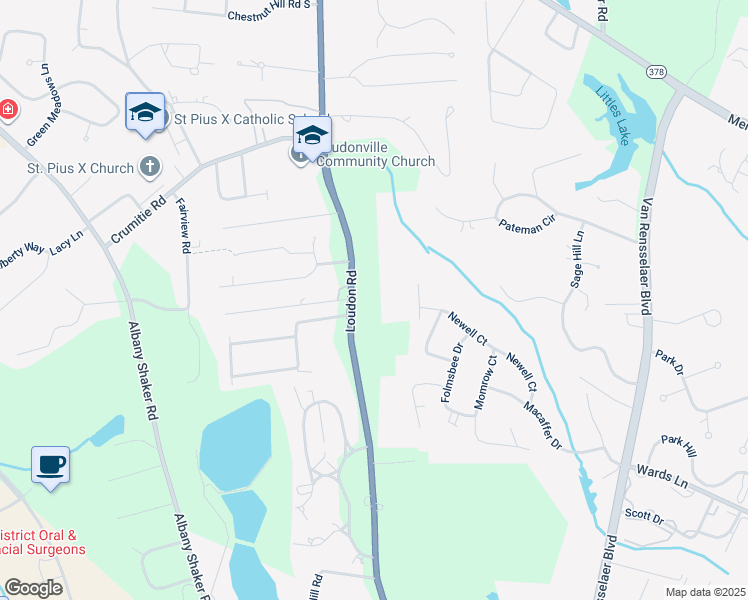 map of restaurants, bars, coffee shops, grocery stores, and more near 347 Loudon Road in Albany