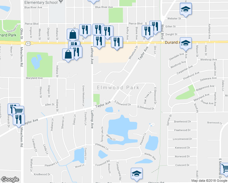 map of restaurants, bars, coffee shops, grocery stores, and more near 3420 Taylor Avenue in Racine