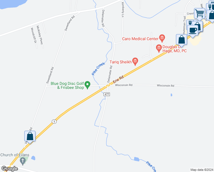 map of restaurants, bars, coffee shops, grocery stores, and more near 7169 Delamater Road in Derby