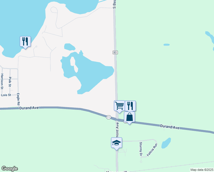 map of restaurants, bars, coffee shops, grocery stores, and more near 3518 South Beaumont Avenue in Kansasville