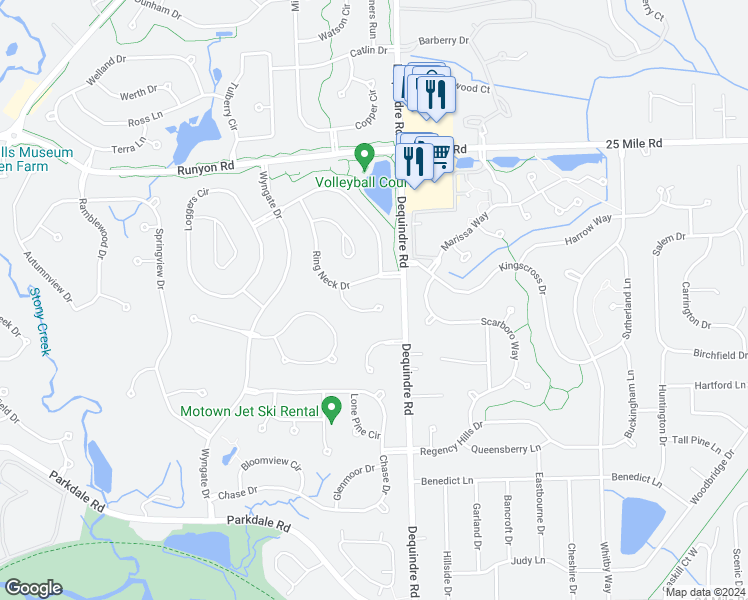 map of restaurants, bars, coffee shops, grocery stores, and more near 1687 Snowy Owl Court in Rochester