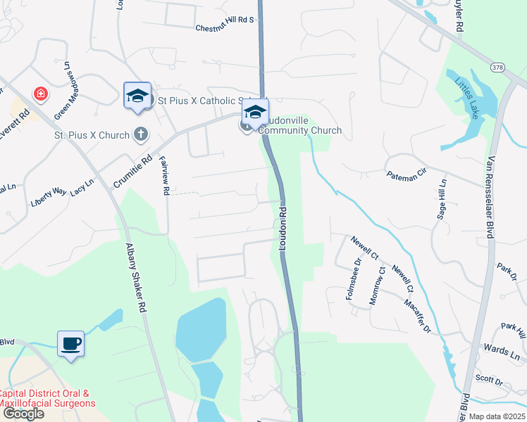 map of restaurants, bars, coffee shops, grocery stores, and more near 352 Loudon Road in Albany