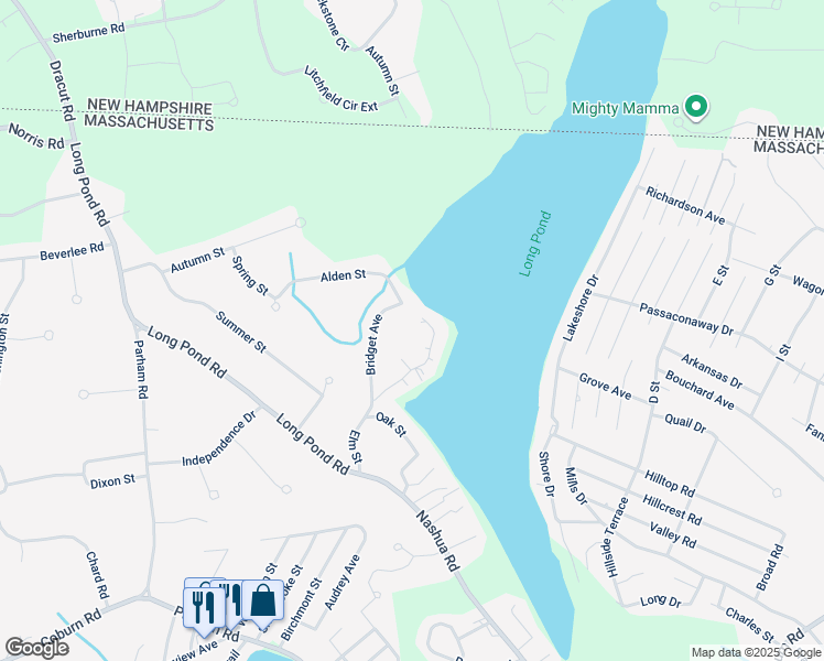 map of restaurants, bars, coffee shops, grocery stores, and more near 64 Elm Street in Tyngsborough