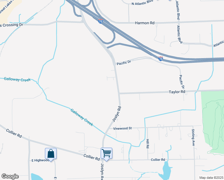 map of restaurants, bars, coffee shops, grocery stores, and more near 3525 Joslyn Road in Auburn Hills