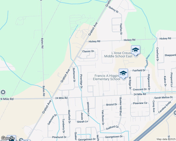 map of restaurants, bars, coffee shops, grocery stores, and more near 29379 Jennifer Drive in New Baltimore