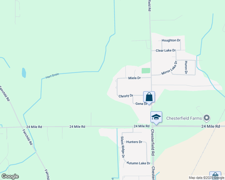 map of restaurants, bars, coffee shops, grocery stores, and more near 53511 Christy Drive in New Baltimore