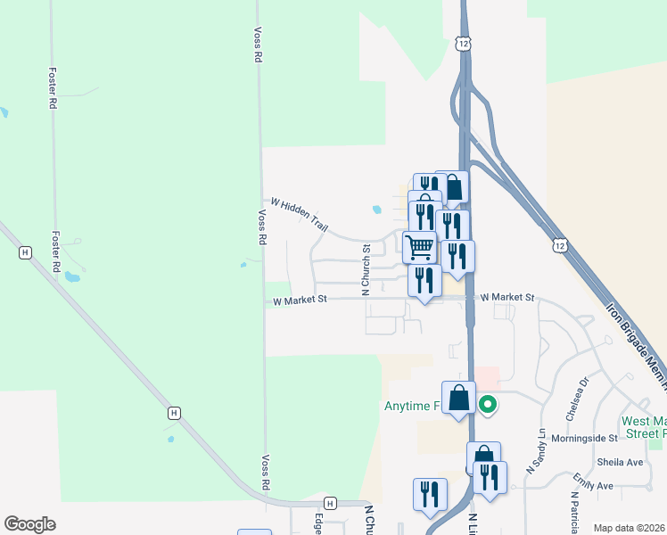 map of restaurants, bars, coffee shops, grocery stores, and more near 211 West Sunflower Street in Elkhorn