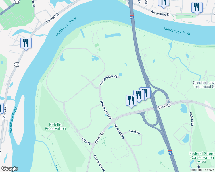 map of restaurants, bars, coffee shops, grocery stores, and more near 200 Minuteman Road in Andover